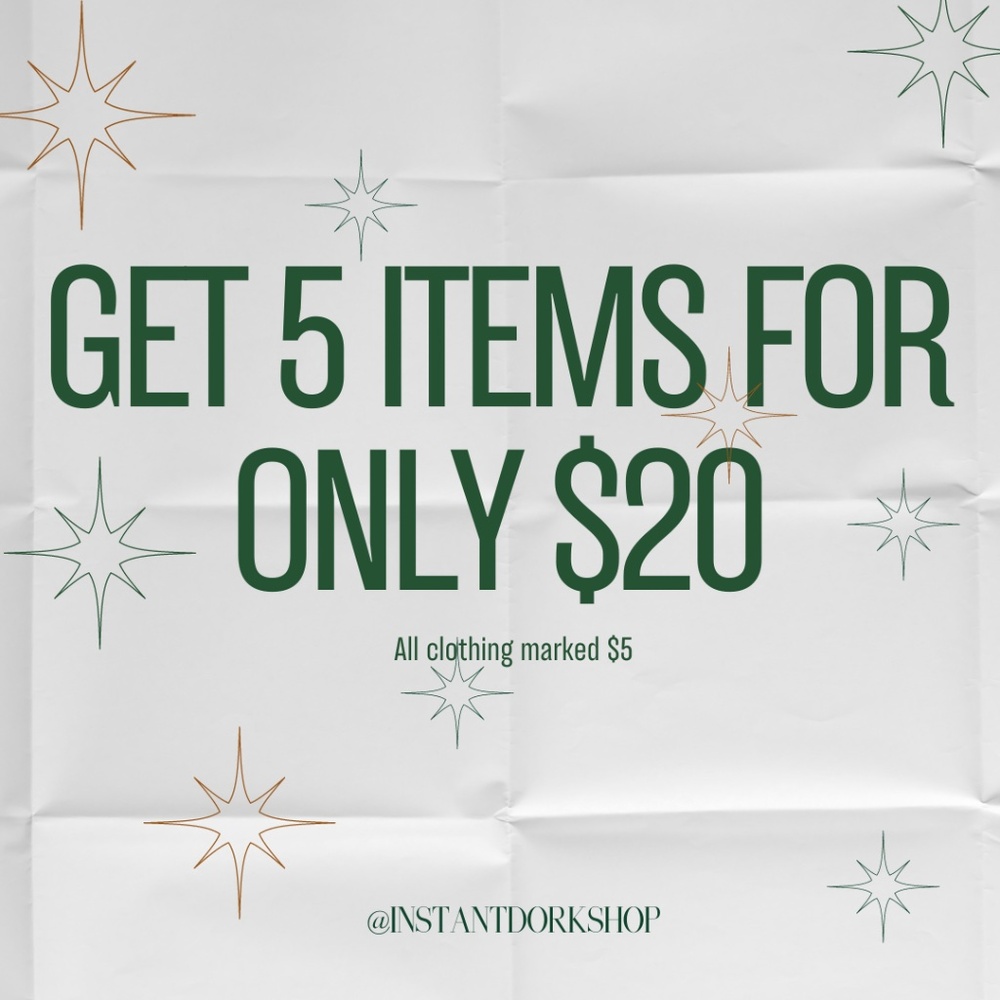 Buy 5 items, get 1 free - All clothing items of $5